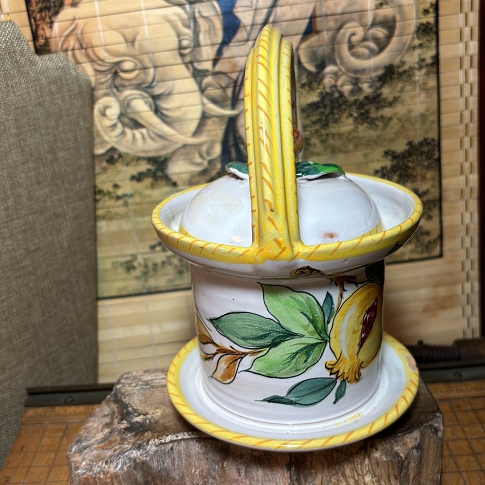 Fratelli Fanciullacci Jar Italy Fig Finial Jam Jelly Hand-Painted Ceramic 7”x5” - Picture 5 of 16